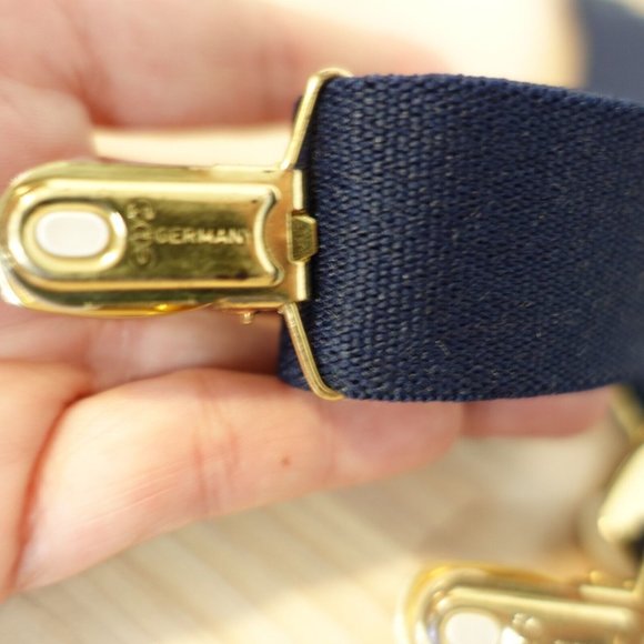 Cas Germany Suspender Mens Blue Dark Clip On X Back Adjustable‎ Strap Stretch - Picture 5 of 7